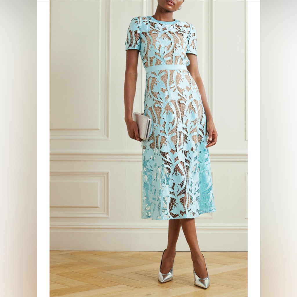Nwt Self-Portrait Blue Lace Dress